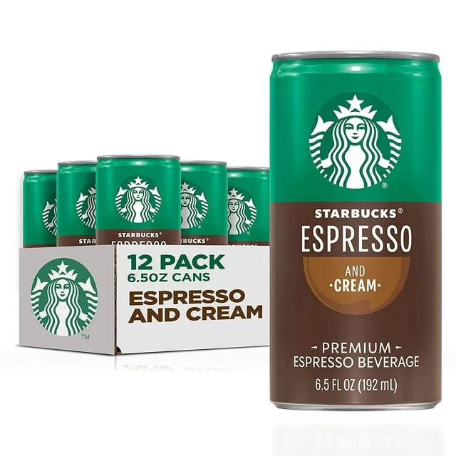 Starbucks Ready to Drink Coffee, Espresso &amp; Cream, 6.5Oz Cans (12 Pack) (Packagi