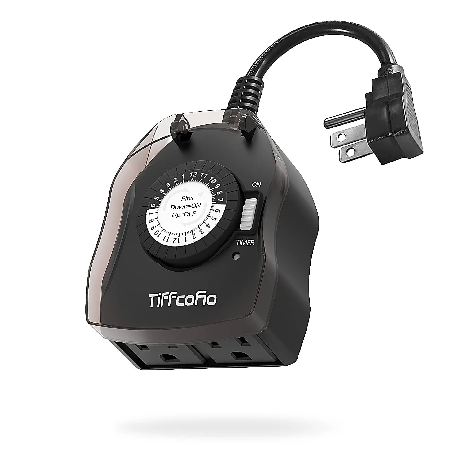 TiFFCOFiO Outdoor Timer Outlet 24 Hour Mechanical Outdoor Timer for Lights ...