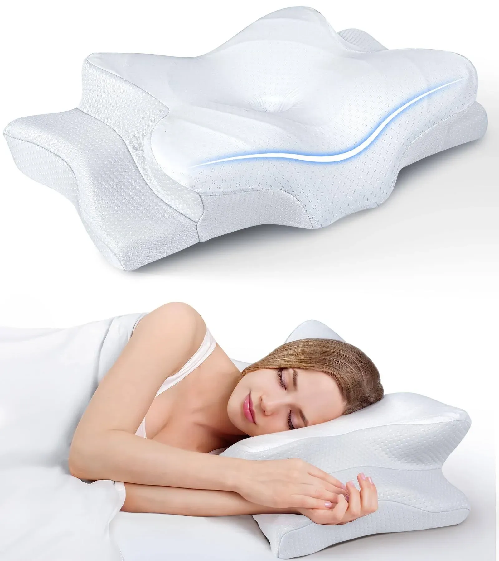 Ultra Pain Relief Cooling Pillow for Neck Support, Adjustable Cervical Pillow Co