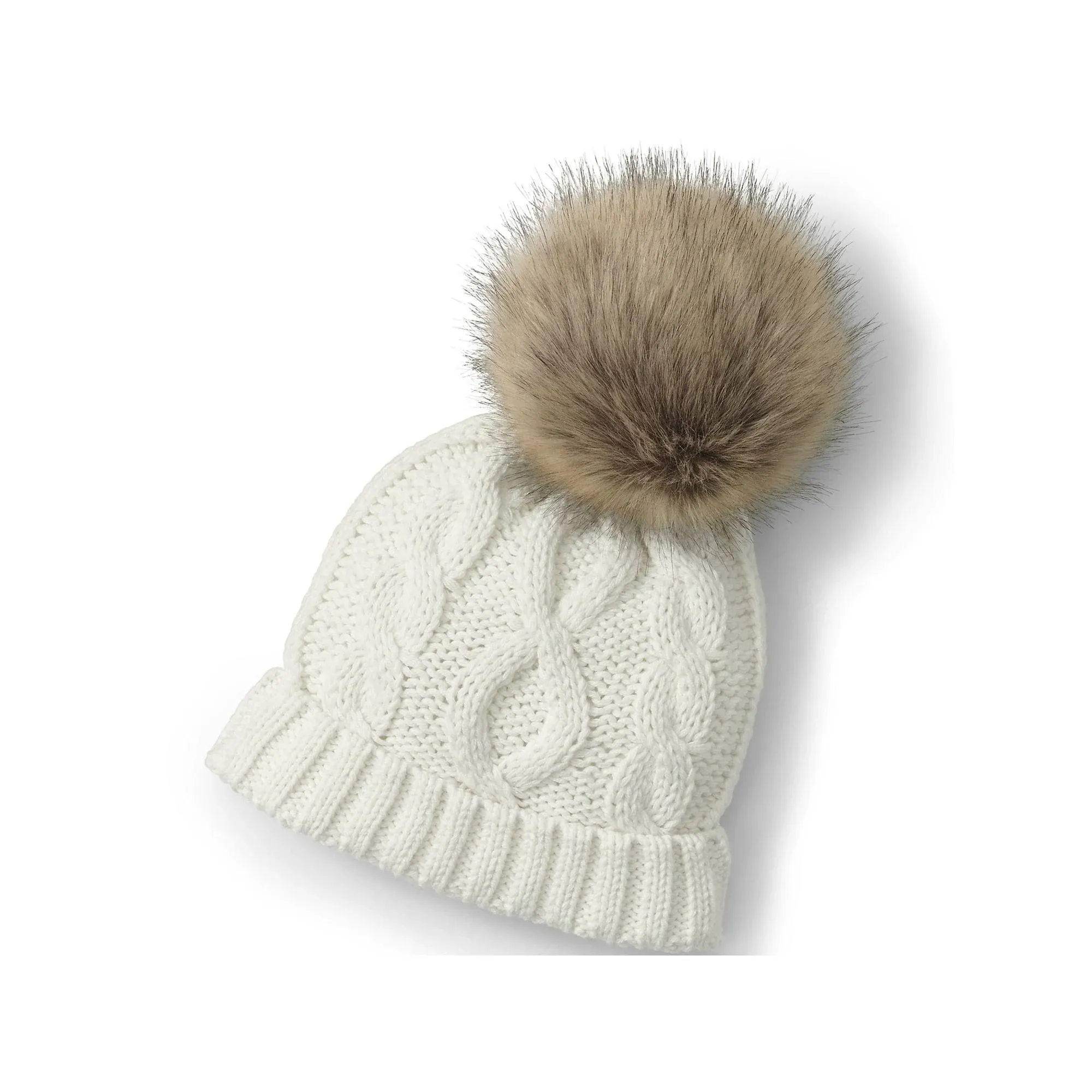 Lands' End Girls Faux Fur Pom Hat