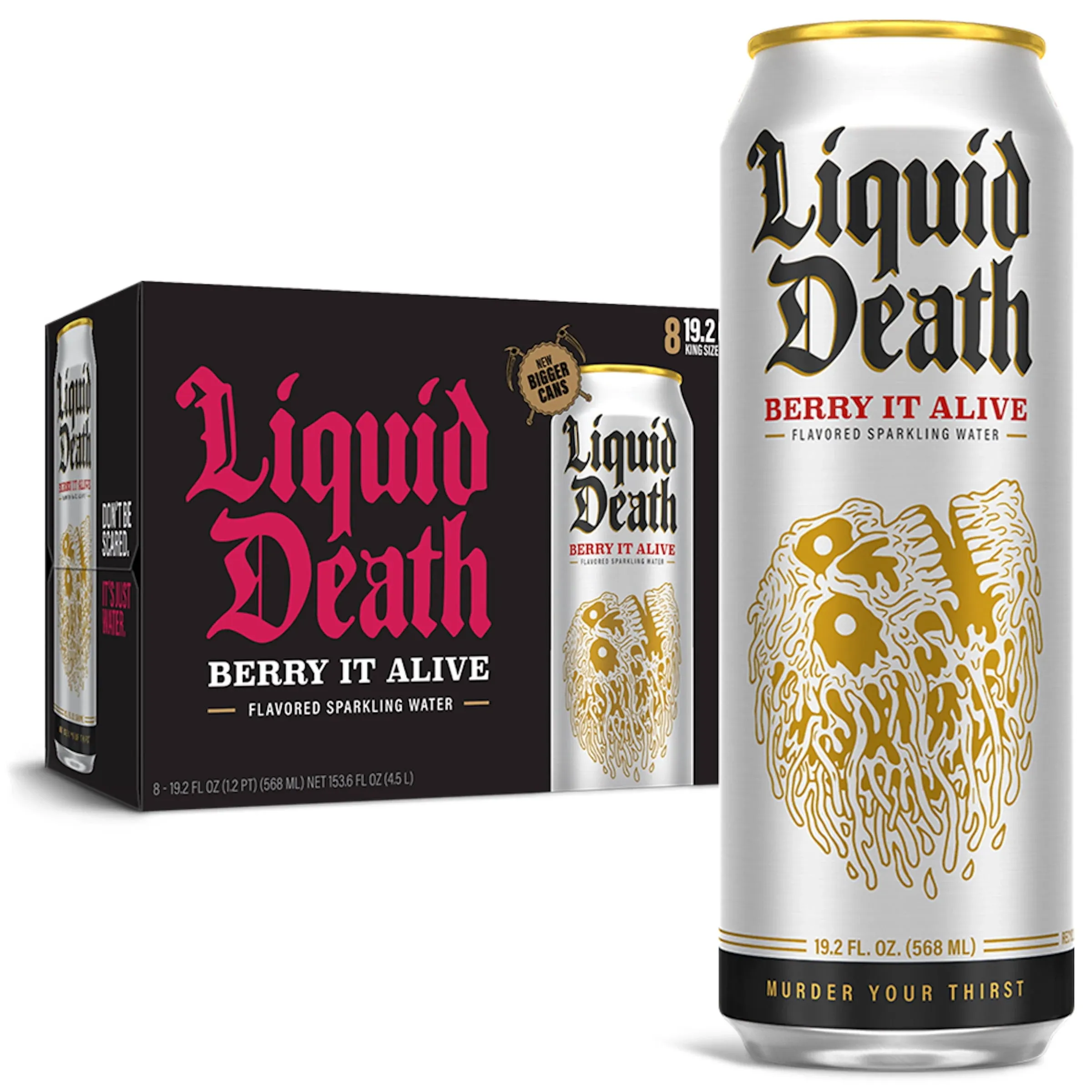 Liquid Death Sparkling Water, Berry It Alive - 19.2 fl oz