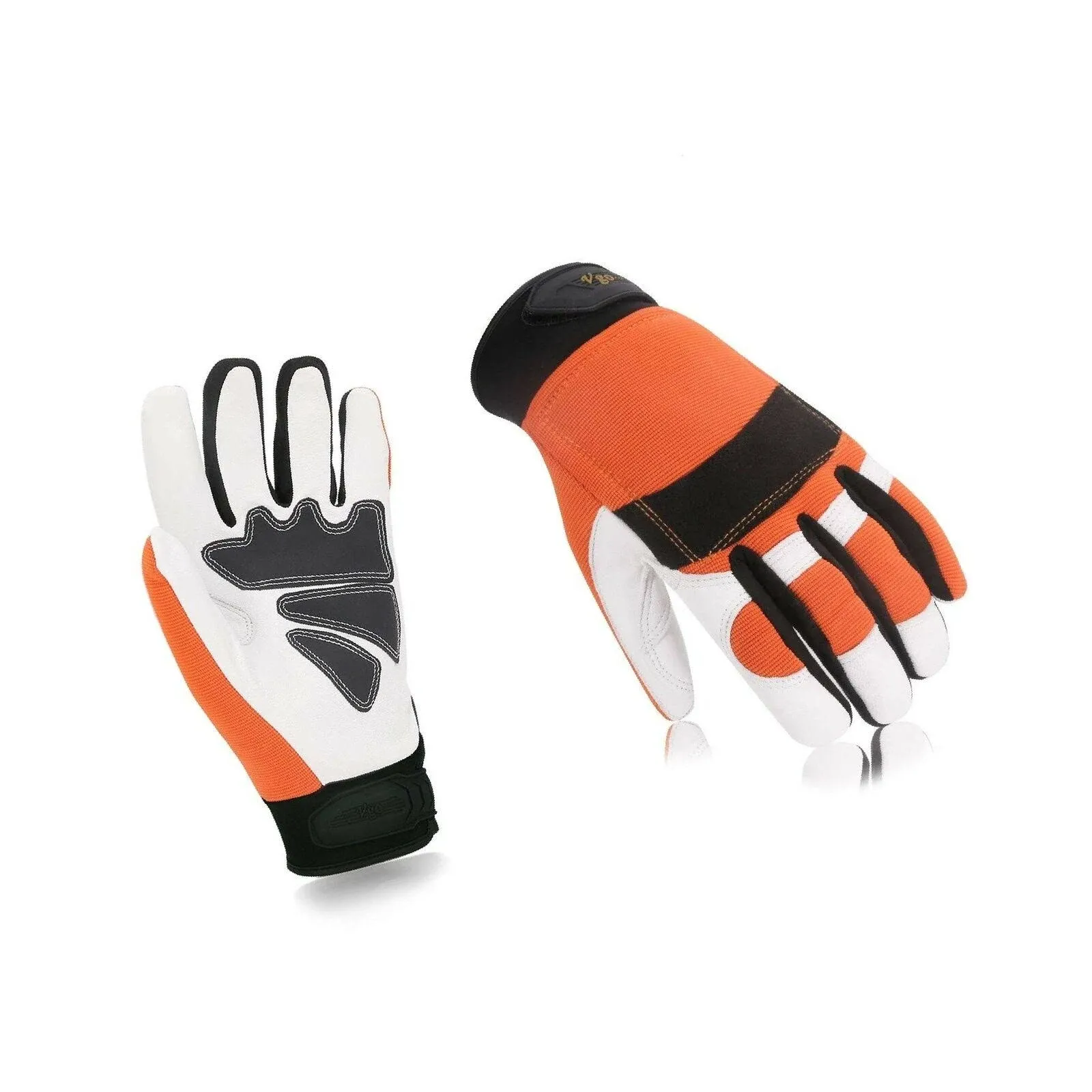 Vgo 1pair Chainsaw Work Gloves Saw Protection On Left Hand Back size L Orange G