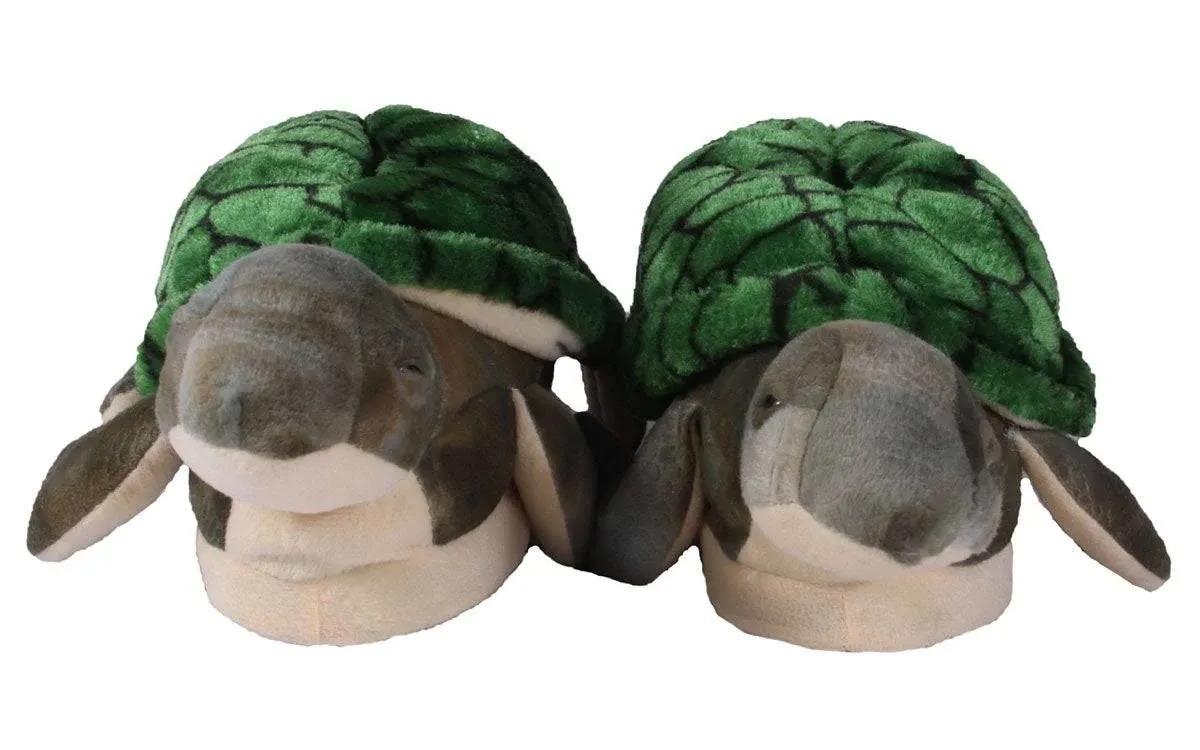 Happy Feet Mens and Womens Turtle Animal Slippers, Green