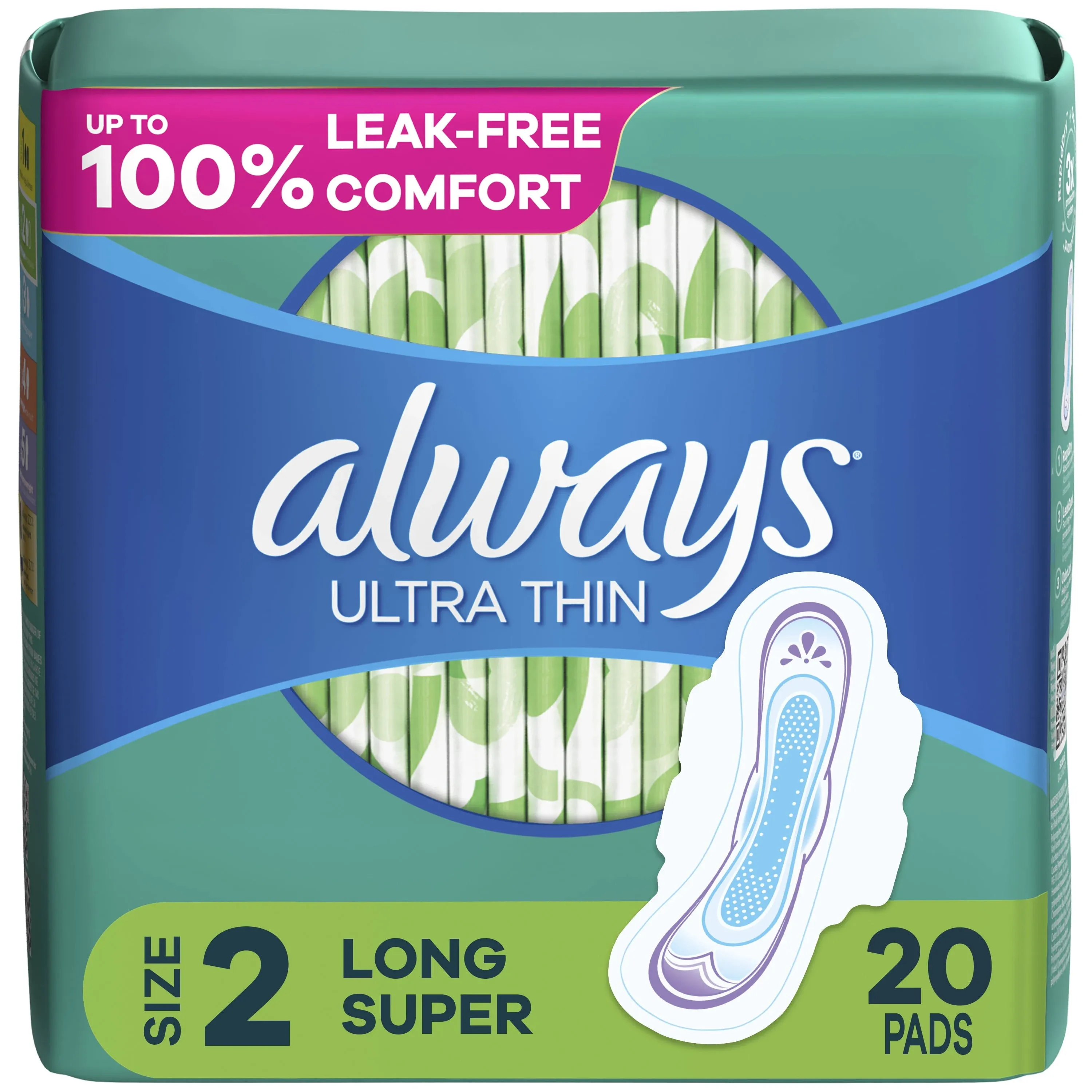 Always Ultra Thin Pads, Flexi-Wings, Long Super, Size 2 - 20 pads