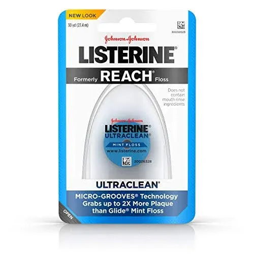 Listerine Ultraclean Mint Floss with Micro-Grooves Technology 30 yd Pack of 3