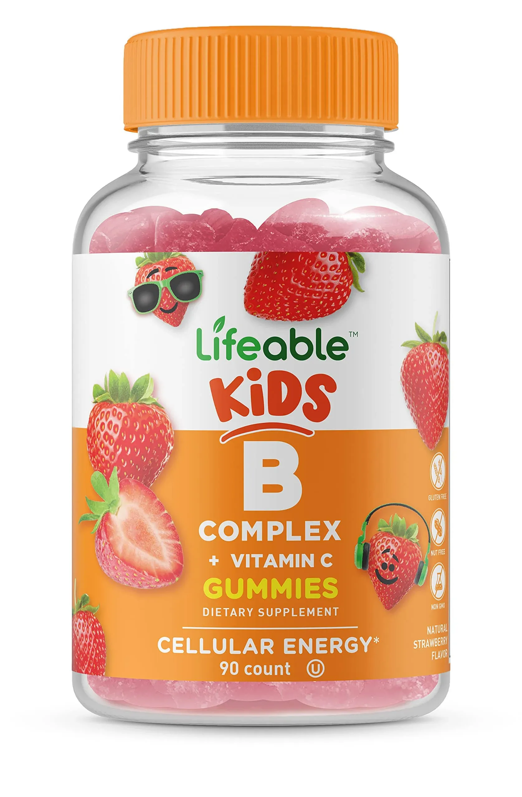 Lifeable Vitamin B Complex with Vitamin C for Kids Great Tasting Natural Flavor Gummy Supplement with Niacin, B6, Fo