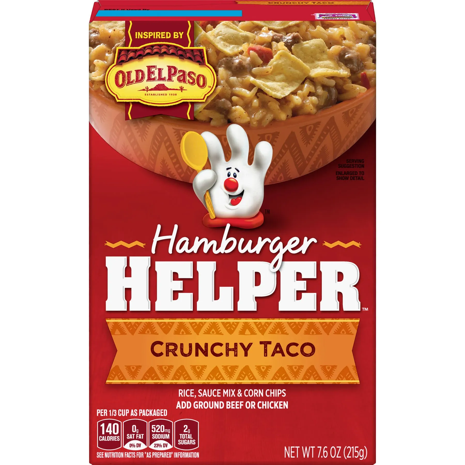 Hamburger Helper Crunchy Taco Rice, 7.6 oz Box