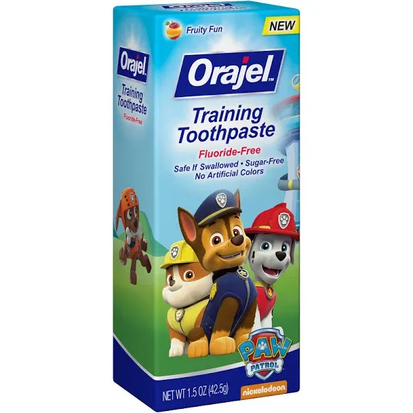 Orajel Kids PAW Patrol Training Toothpaste Fluoride-Free, Natural Fruity Fun Flavor, 1.5 oz