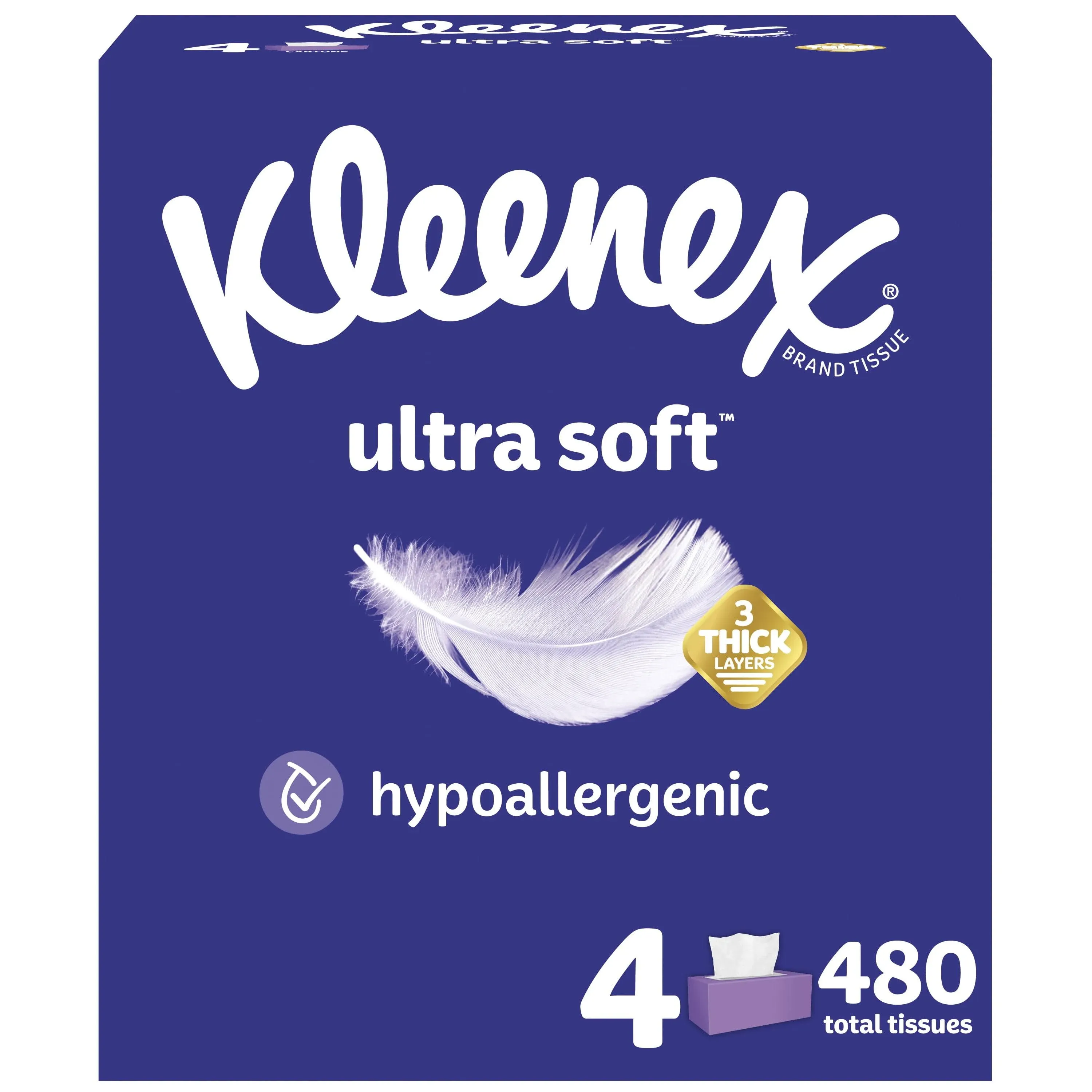 Kleenex Ultra Soft Facial Tissues Flat Boxes 3 Ply - 6 ct