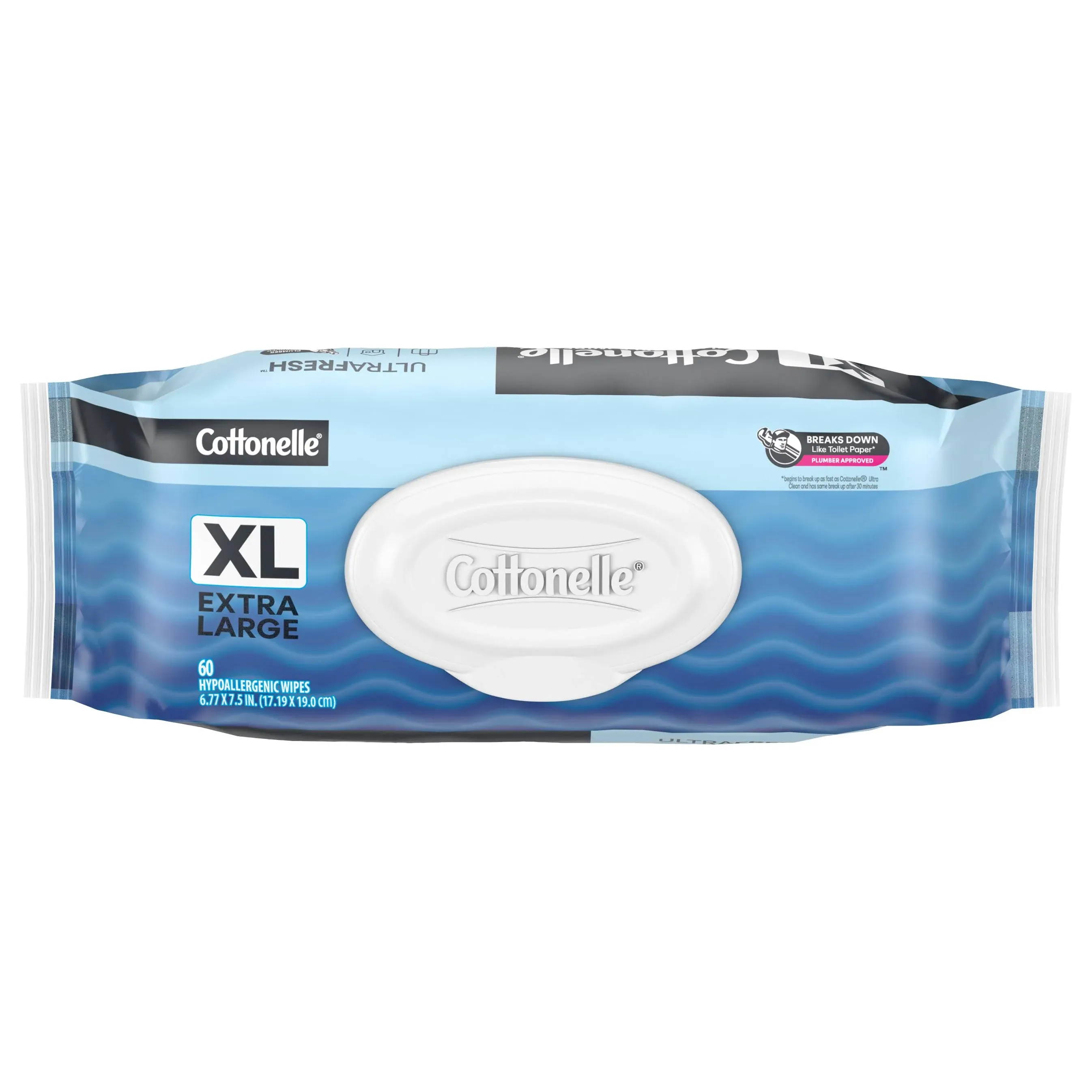 Cottonelle Wipes, Hypoallergenic, Flushable, Extra Large - 60 wipes