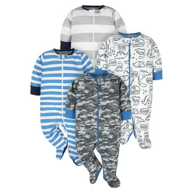 Onesies Brand baby-boys 4-pack Sleep 'N Play Footies