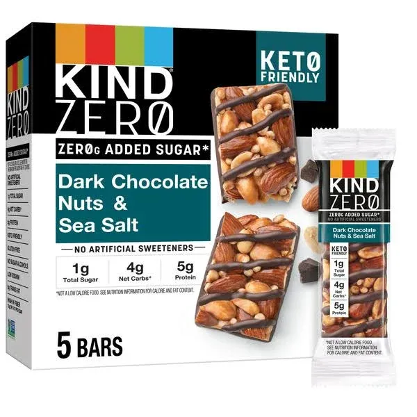 Kind Zero Added Sugar Bars, Dark Chocolate Nuts & Sea Salt