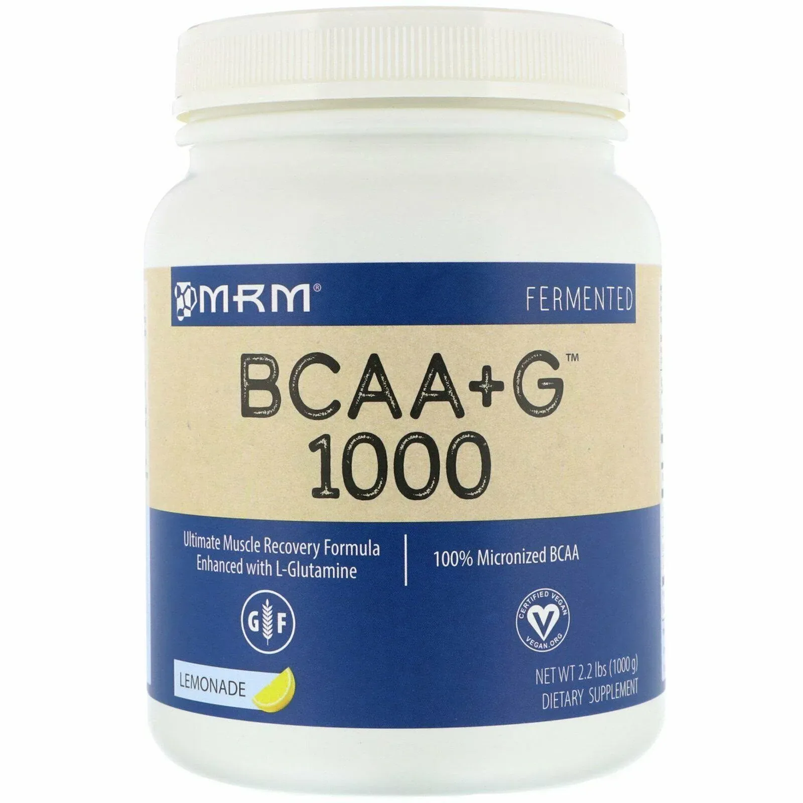 MRM Nutrition, BCAA+G 1000, Lemonade, 2.2 lbs (1,000 g)