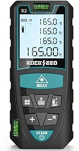 RockSeed Digital Laser Distance Meter w/ 2 Bubble Levels 165 Feet S2-50