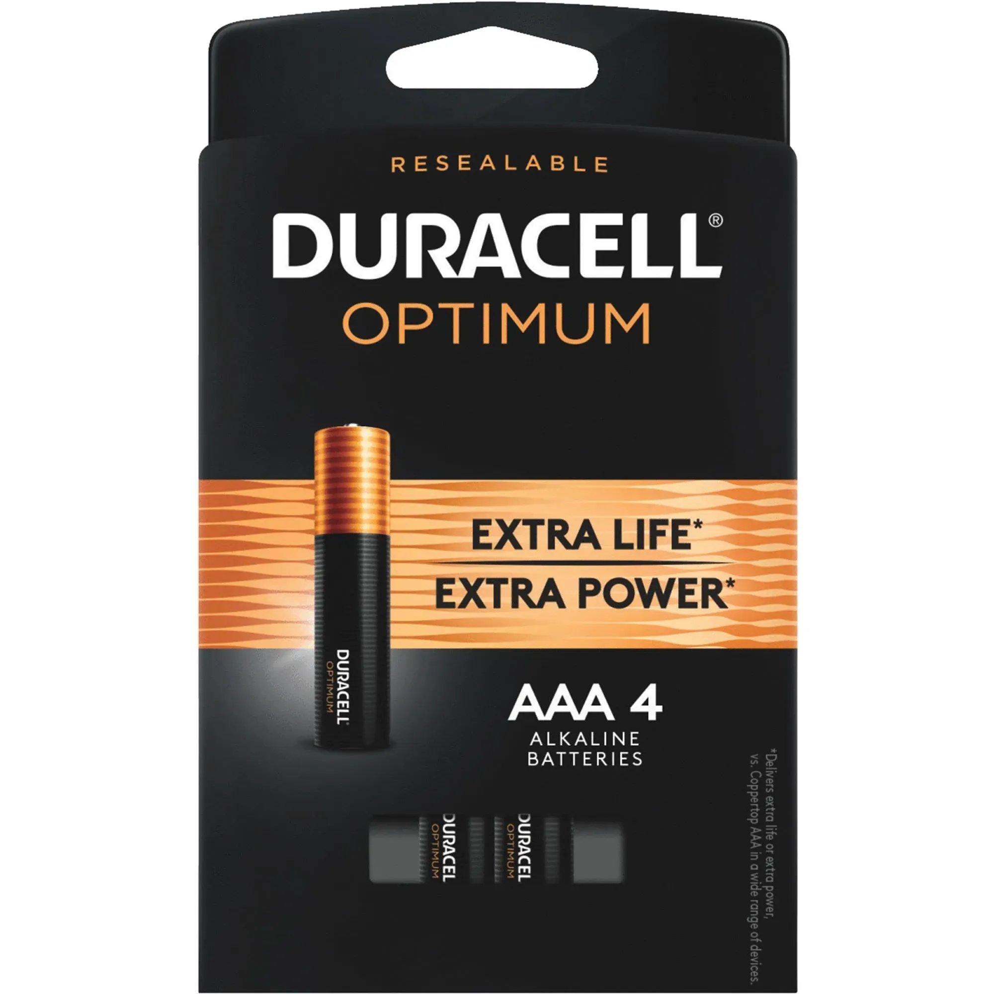 Duracell Optimum Batteries, Alkaline, AAA, 1.5 V - 4 batteries