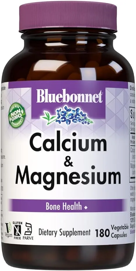 BlueBonnet Calcium Citrate Plus Magnesium Vegetarian Capsules, 180 Count