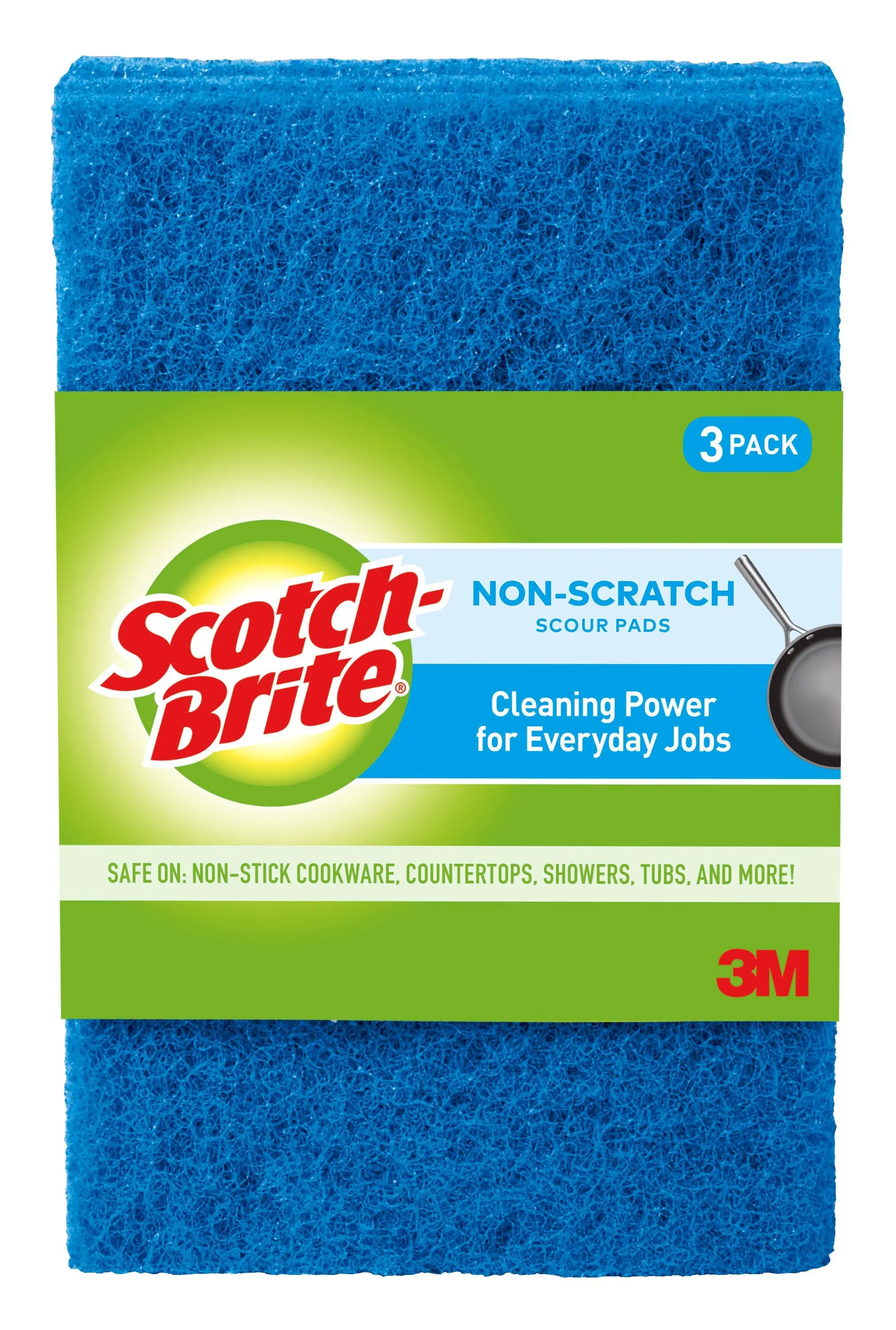 Scotch Brite Scour Pads, Non-Scratch, 3 Pack - 3 pads