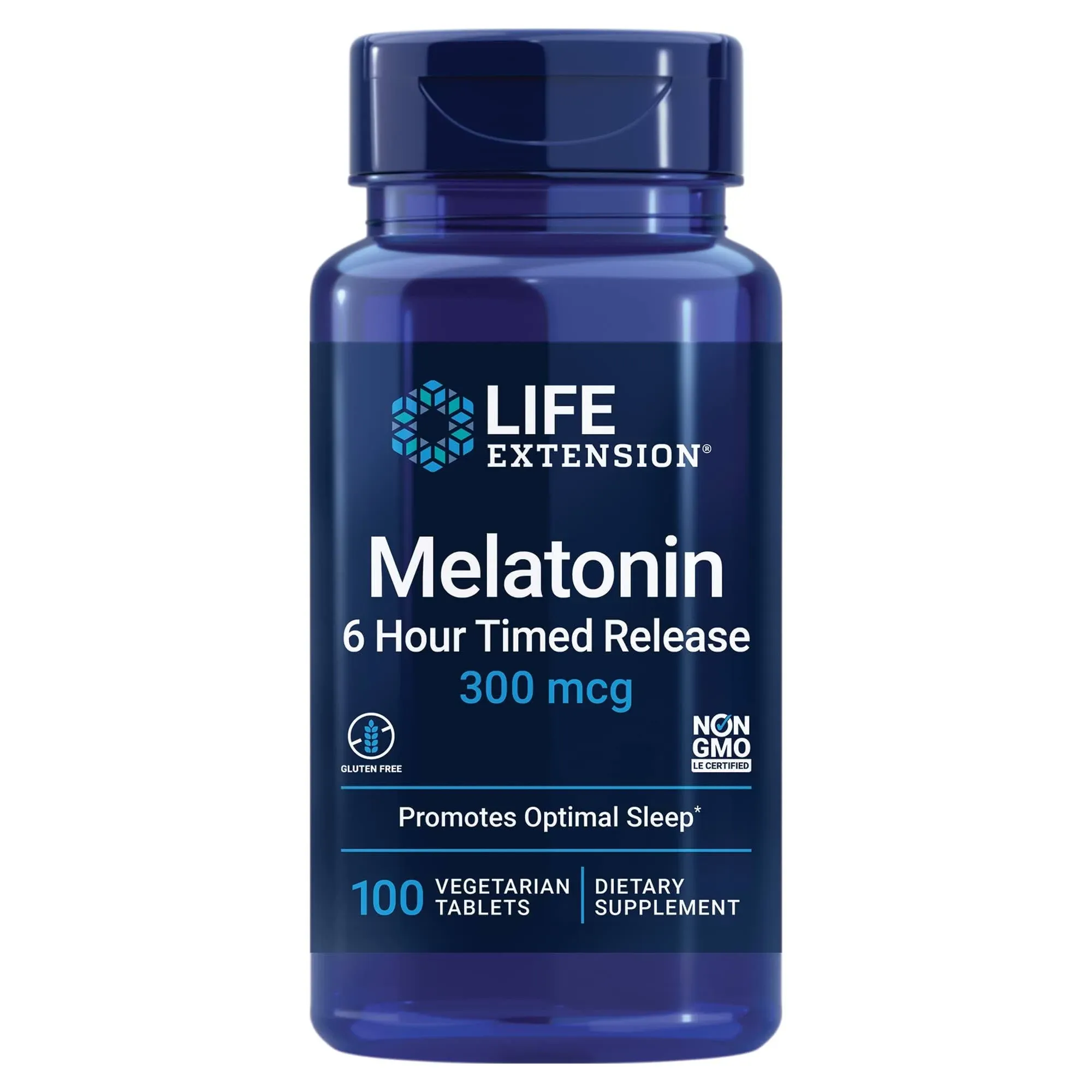 Life Extension Melatonin 6-Hour Timed Release 300mcg 100 Veg Tablets