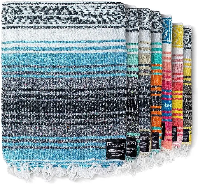 Benevolence La Authentic Mexican Blanket - Picnic Blanket Handwoven Serape Blanket Perfect As Beach Blanket Picnic Blanket Outdoor Blanket Yoga Blanke