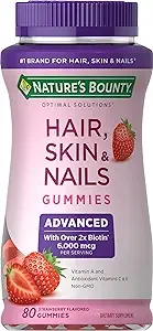 Nature's Bounty, Gommes avancées pour les cheveux, la peau et les ongles, Fraise, 80 gommes