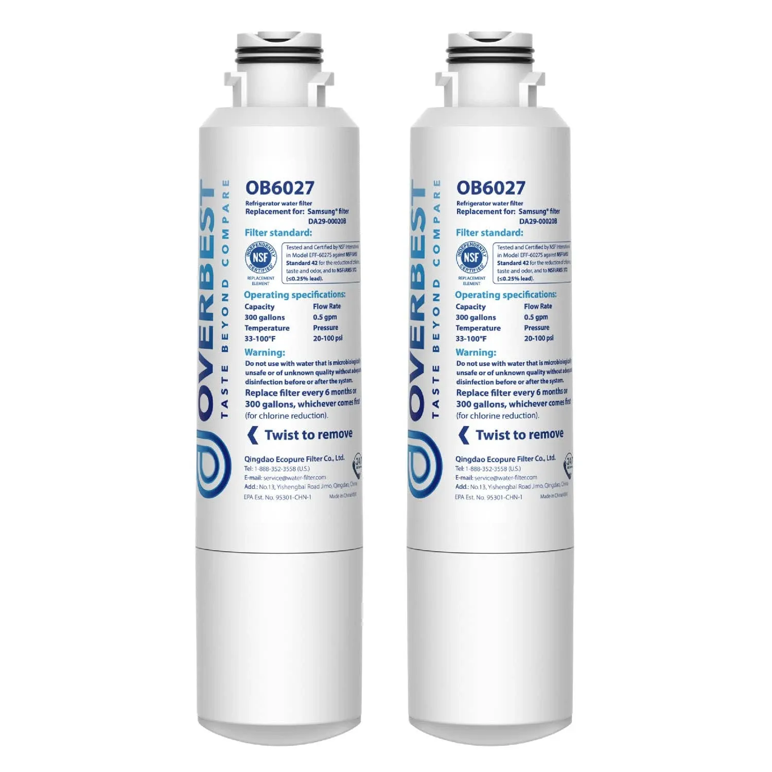 Overbest DA29-00020B Refrigerator Water Filter, Replacement for Samsung Da29 ...