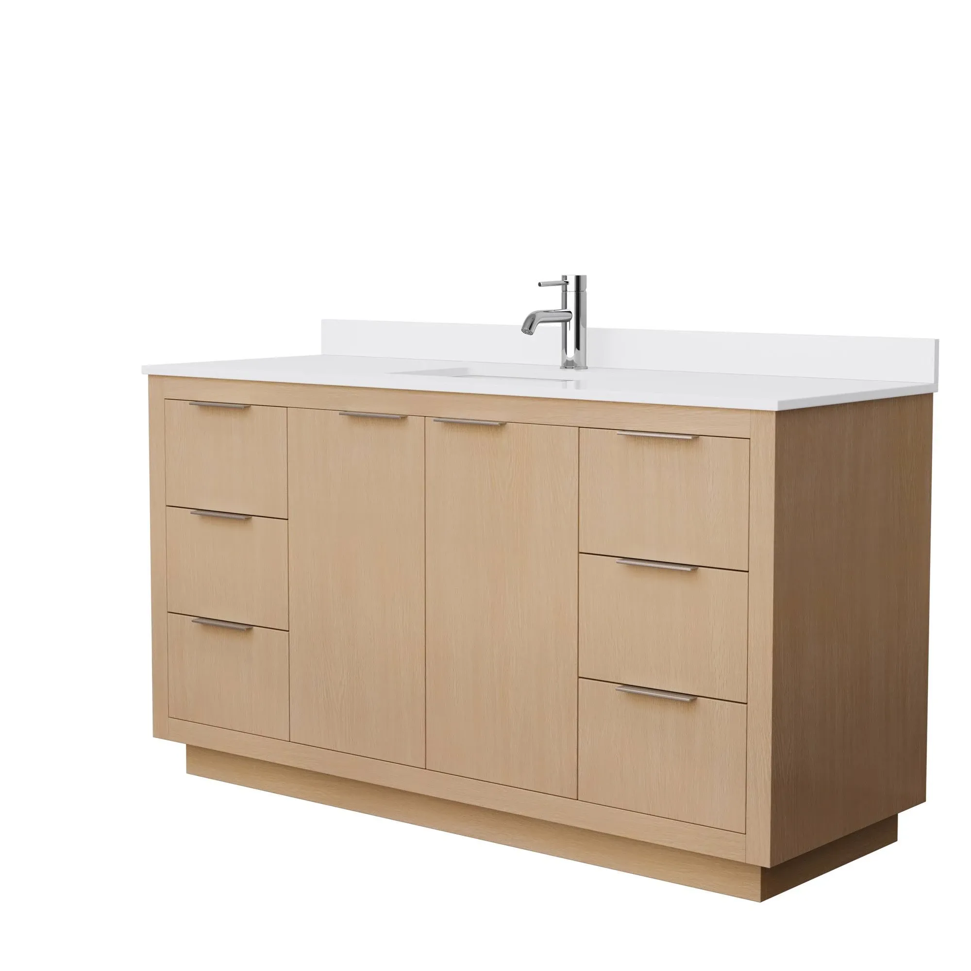 Wyndham Collection Maroni 60" Single Bathroom Vanity in Light Straw, No ...