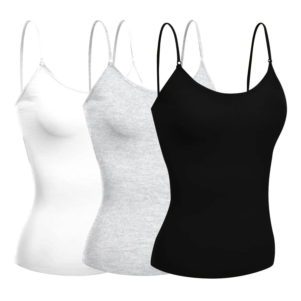 Emmalise Womens Camisole Built in Bra Wireless Fabric Support Short Cami (3Pk ...