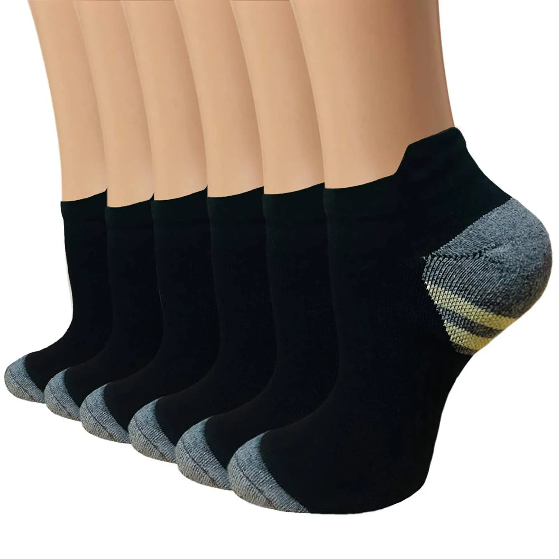 Sooverki Copper Plantar Fasciitis Running Compression Socks for Men & Women -6 Pairs Arch Support Ankle Socks for Athletic&Travel