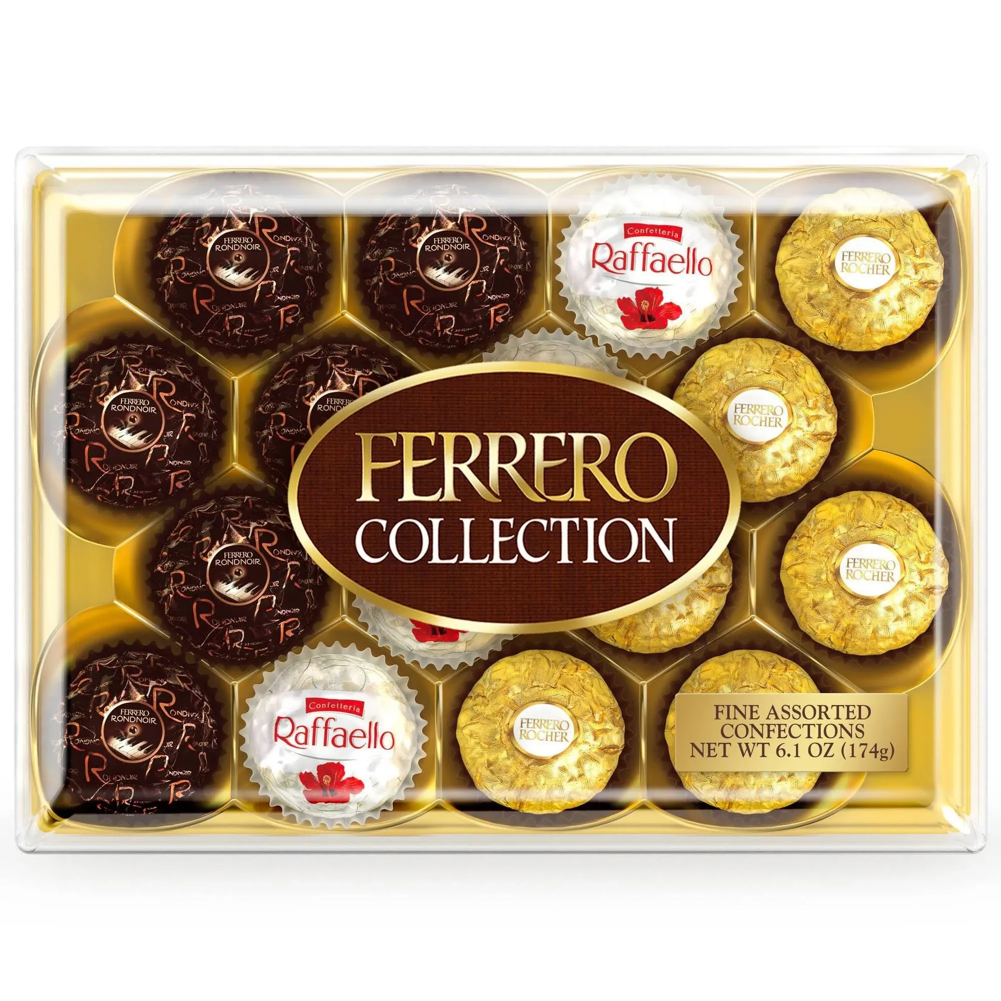 Ferrero Collection, 16 Count, Premium Gourmet Assorted Hazelnut Milk Chocolate, Dark Chocolate and Coconut, 6.1 oz