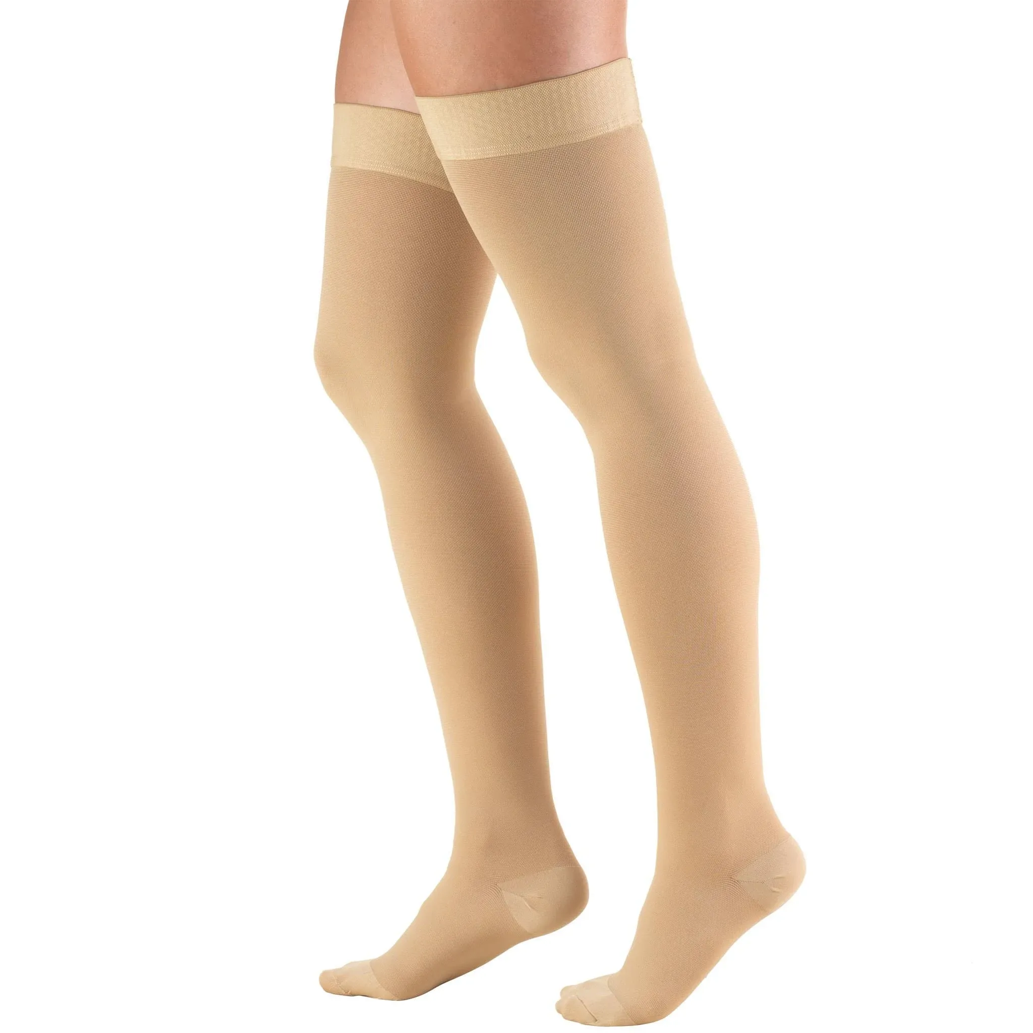 Truform 8868, Stockings, Thigh high, Closed Toe, Dot Top: 20-30 mmHg, Black, Large