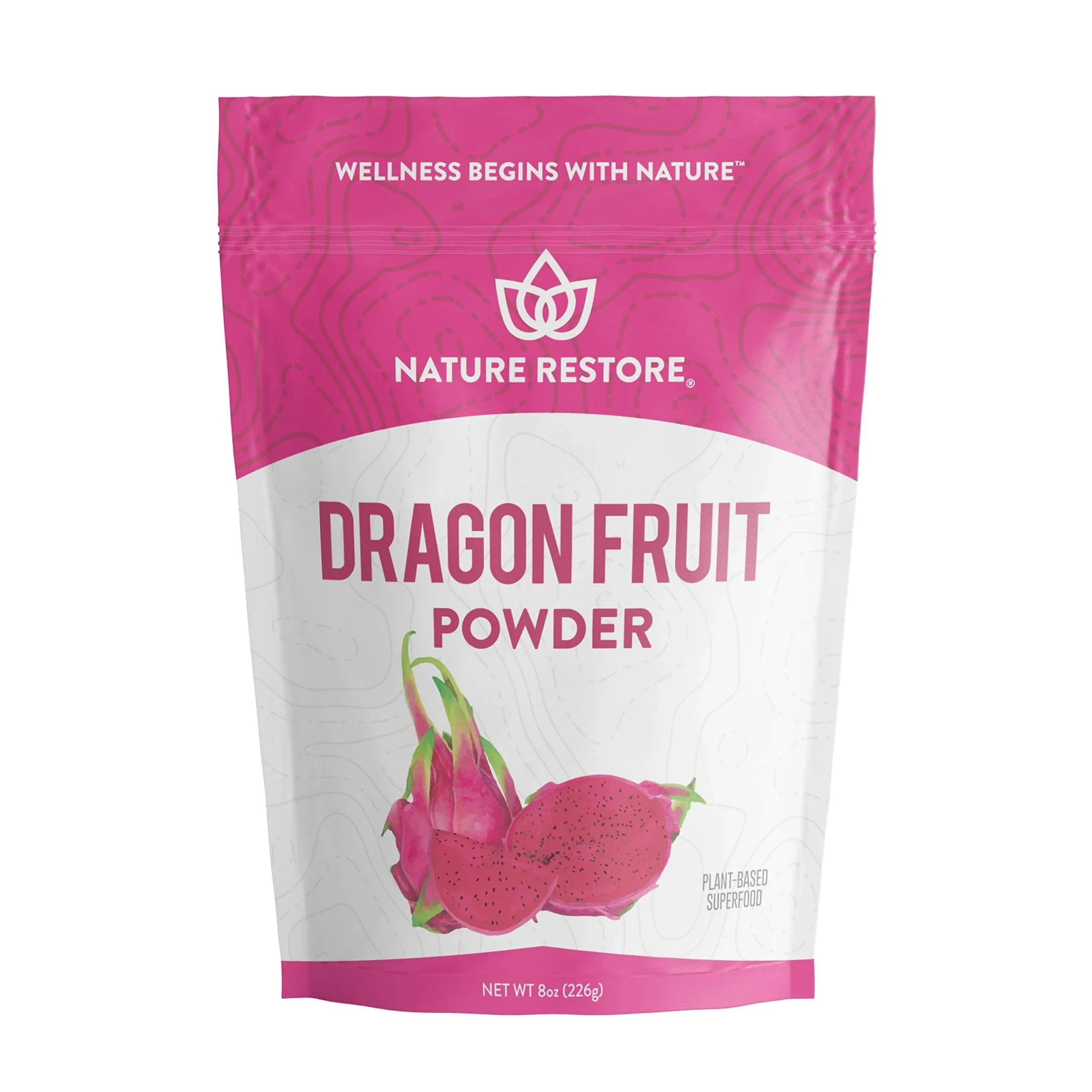 Nature Restore Pink Pitaya Powder, 8 Ounces, Non GMO, Gluten Free, Vegan ...