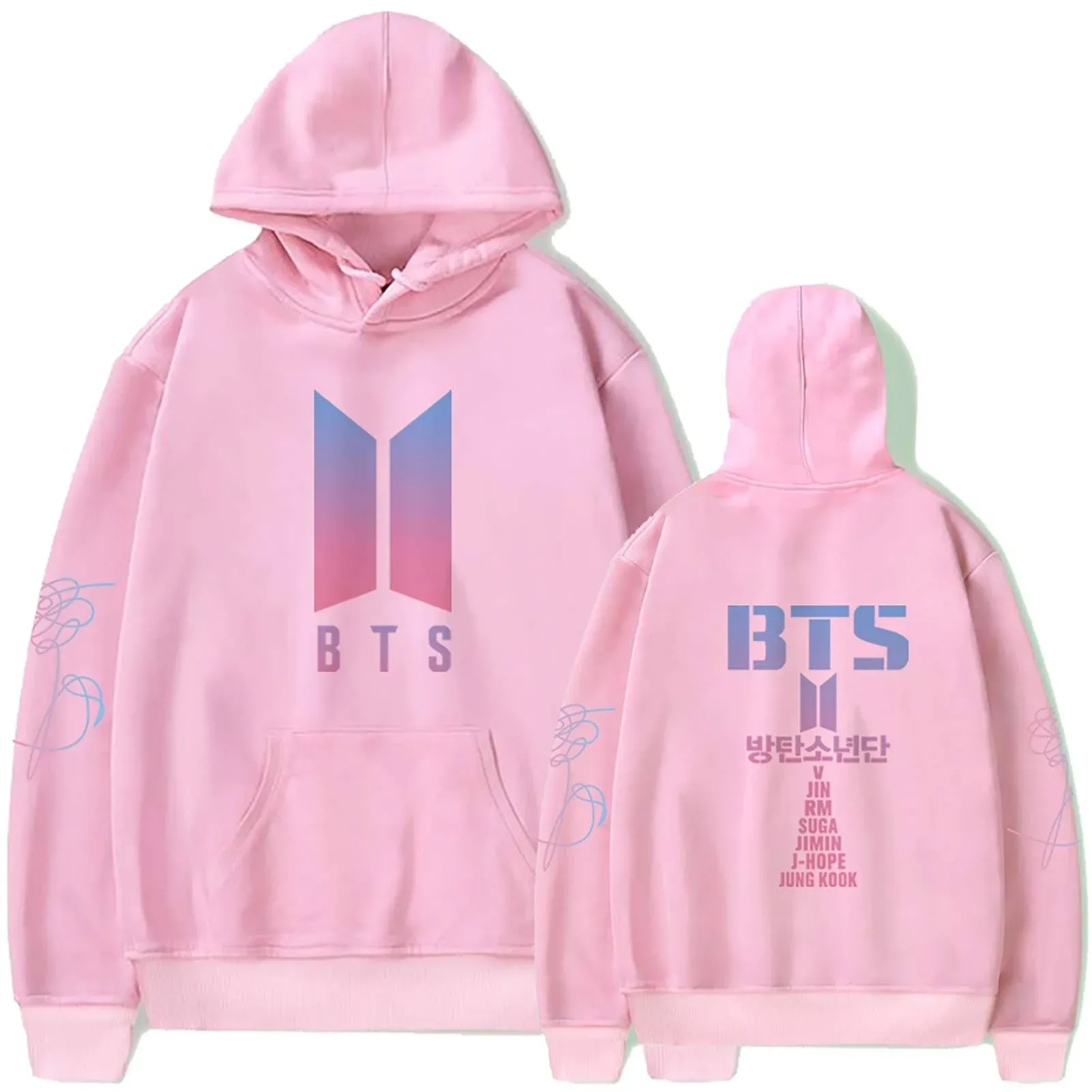 Teiniuby Bangtan Boys Hoodie Love Yourself Sweatshirt K-pop Jungkook Suga V RM Lightweight Long Sleeves Pullover Sweater Coat