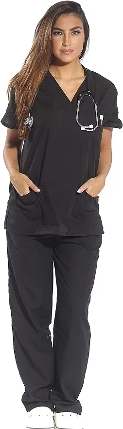 Just Love Women's Six Pocket Medical Scrubs Set (V-Neck with Cargo Pant)