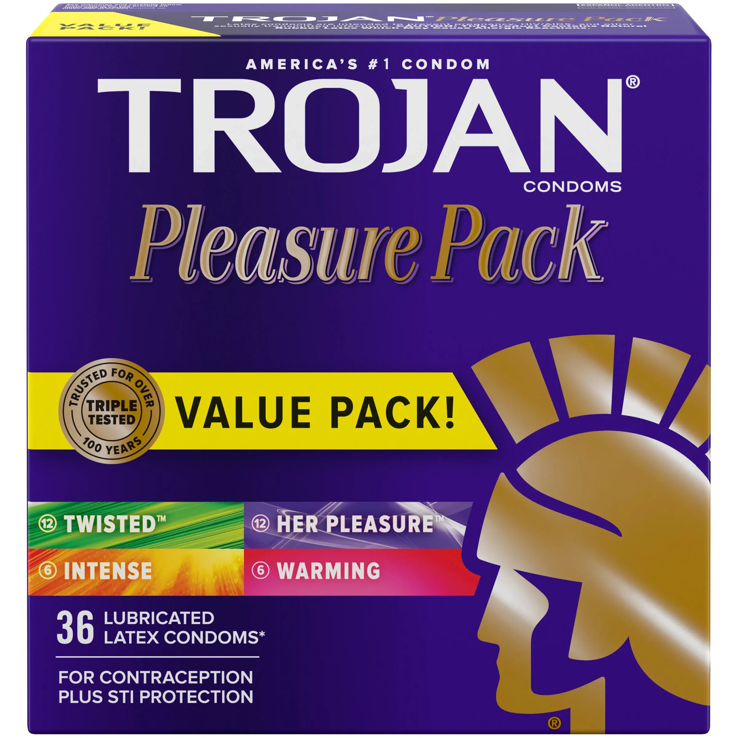 Trojan Pleasure pack Lubricated Latex Condoms (36 x 0.01 oz)