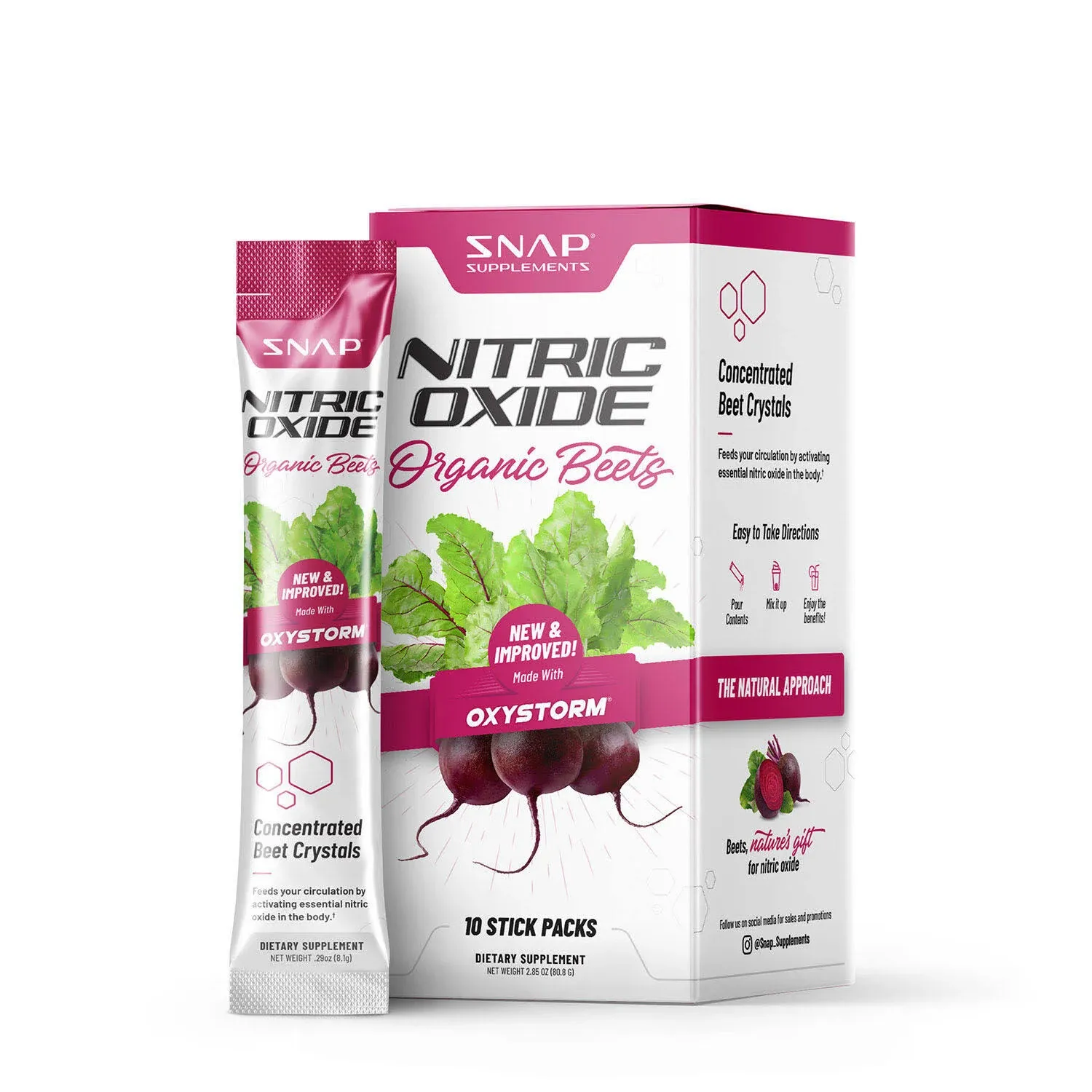 Snap Supplements Nitric Oxide Organic Beet Root Powder, Circulation Superfood On-The-Go, Convenient Single Serve Packs (10 Packs)