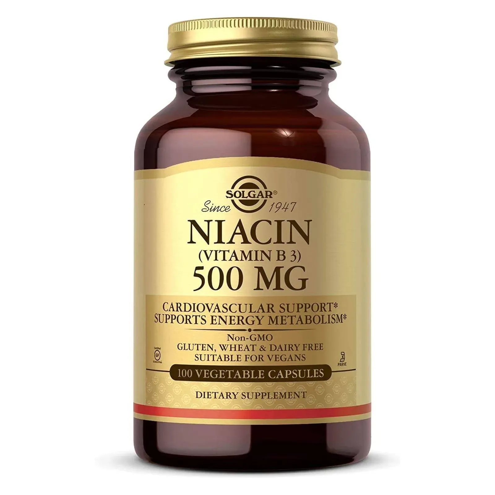 Solgar Niacin Vitamin B3, 500 mg, Vegetable Capsules - 100 count