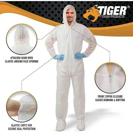 Tiger Tough Light Duty Disposable Coveralls for Men