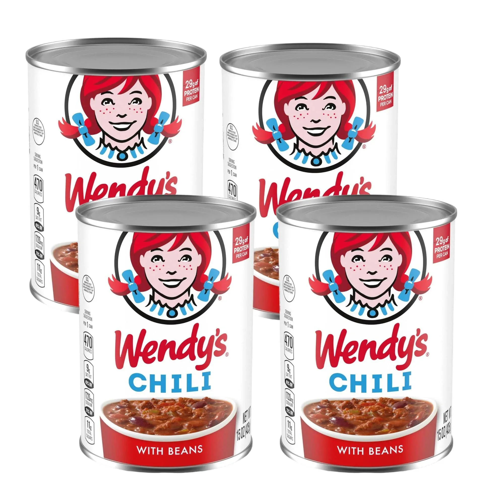 Wendy's Chili with Beans Canned Chili 15 oz Cans (Pack of 4)