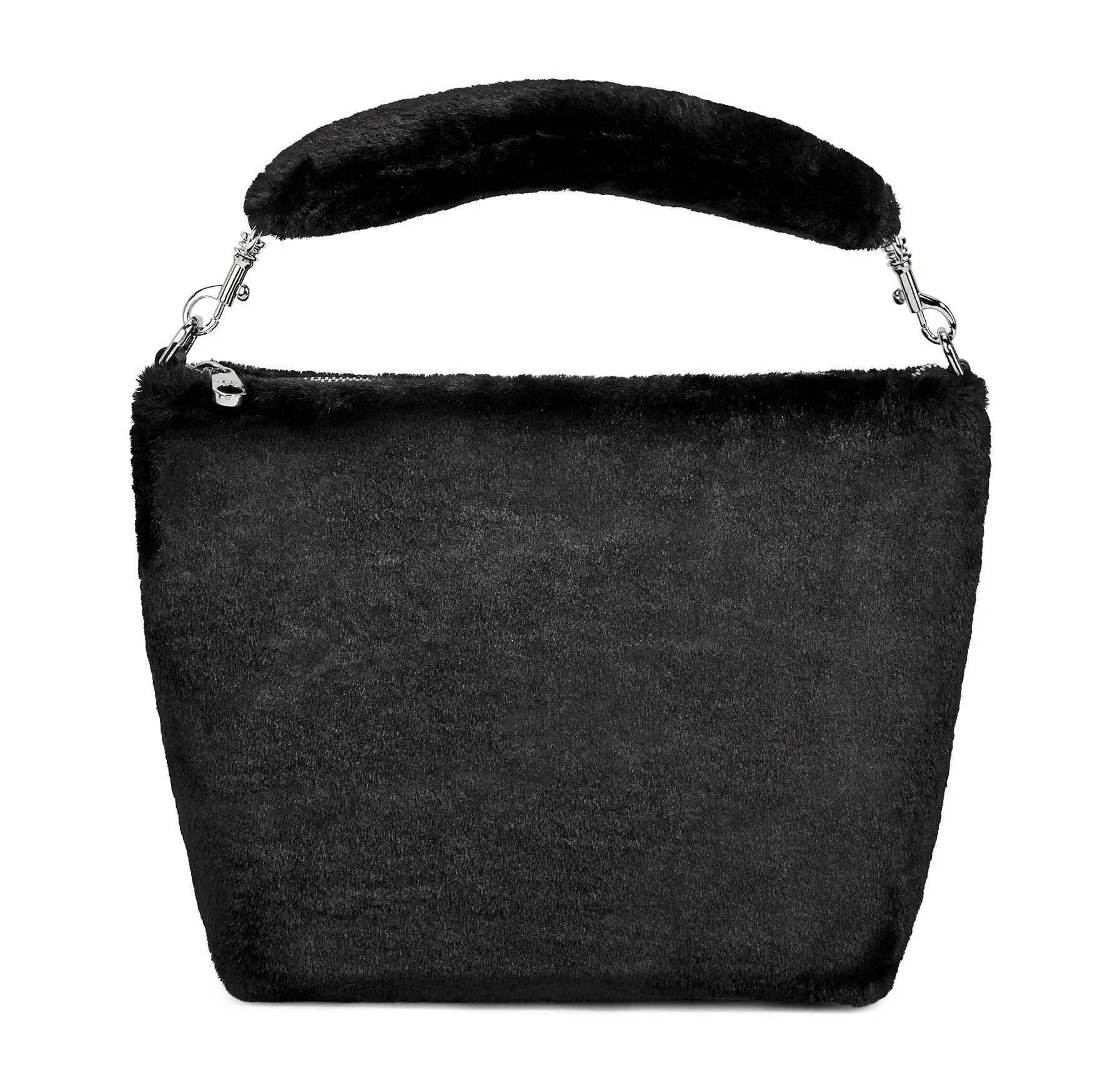 1121256 Duffy Fluffy Black Slouch Handbag