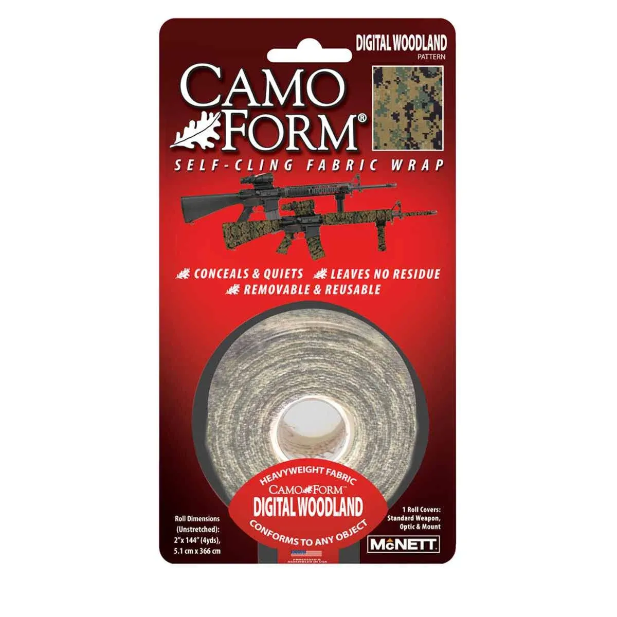 Gear Aid Self-Cling Wrap, Reusable, Camo Form, Woodland Digital