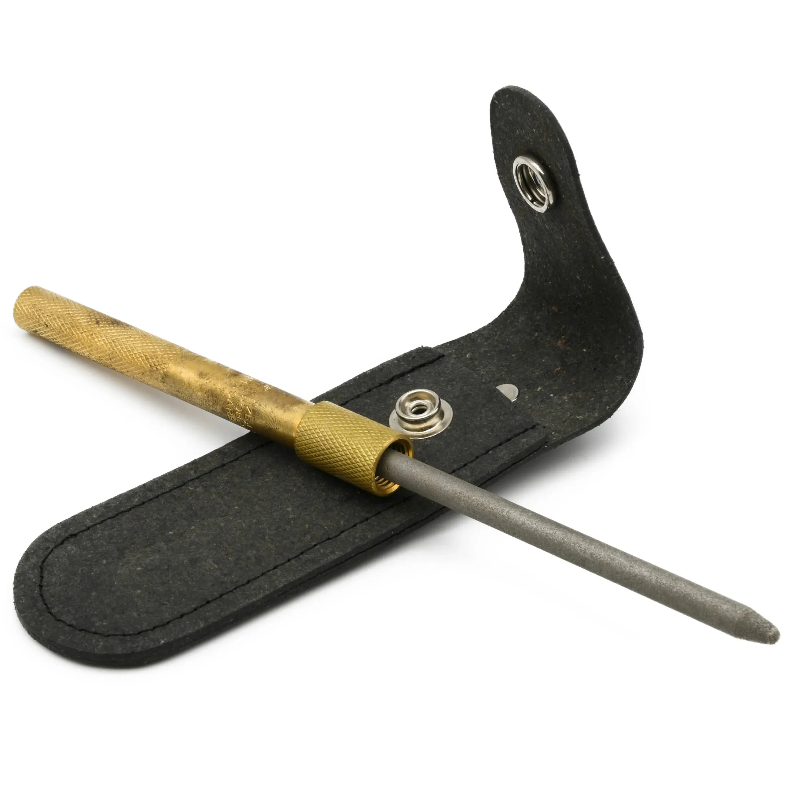 EZE-LAP 3-1/4" x 1/4" Diamond Round Sharpener in Brass Handle