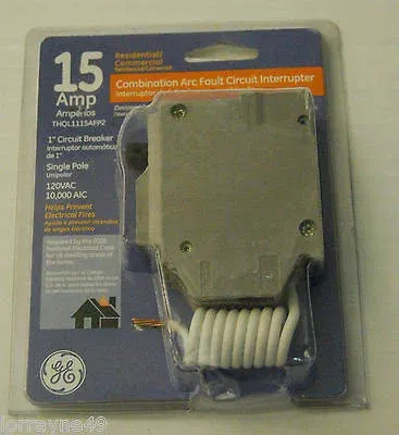 GE Single Pole Combination Arc Fault Circuit Interrupter, 15 A, 1.25"