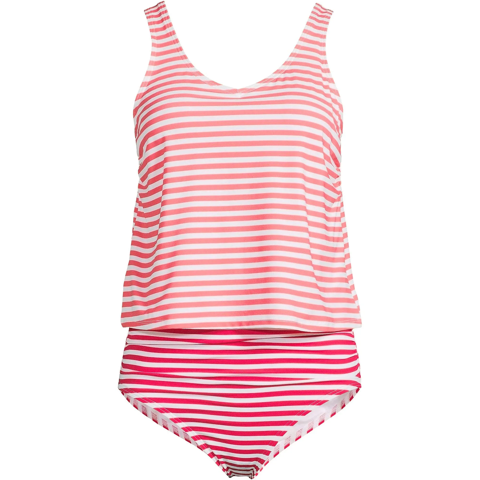 Plus Size Lands' End Chlorine Resistant V-Neck One-Piece Fauxkini Swimsuit