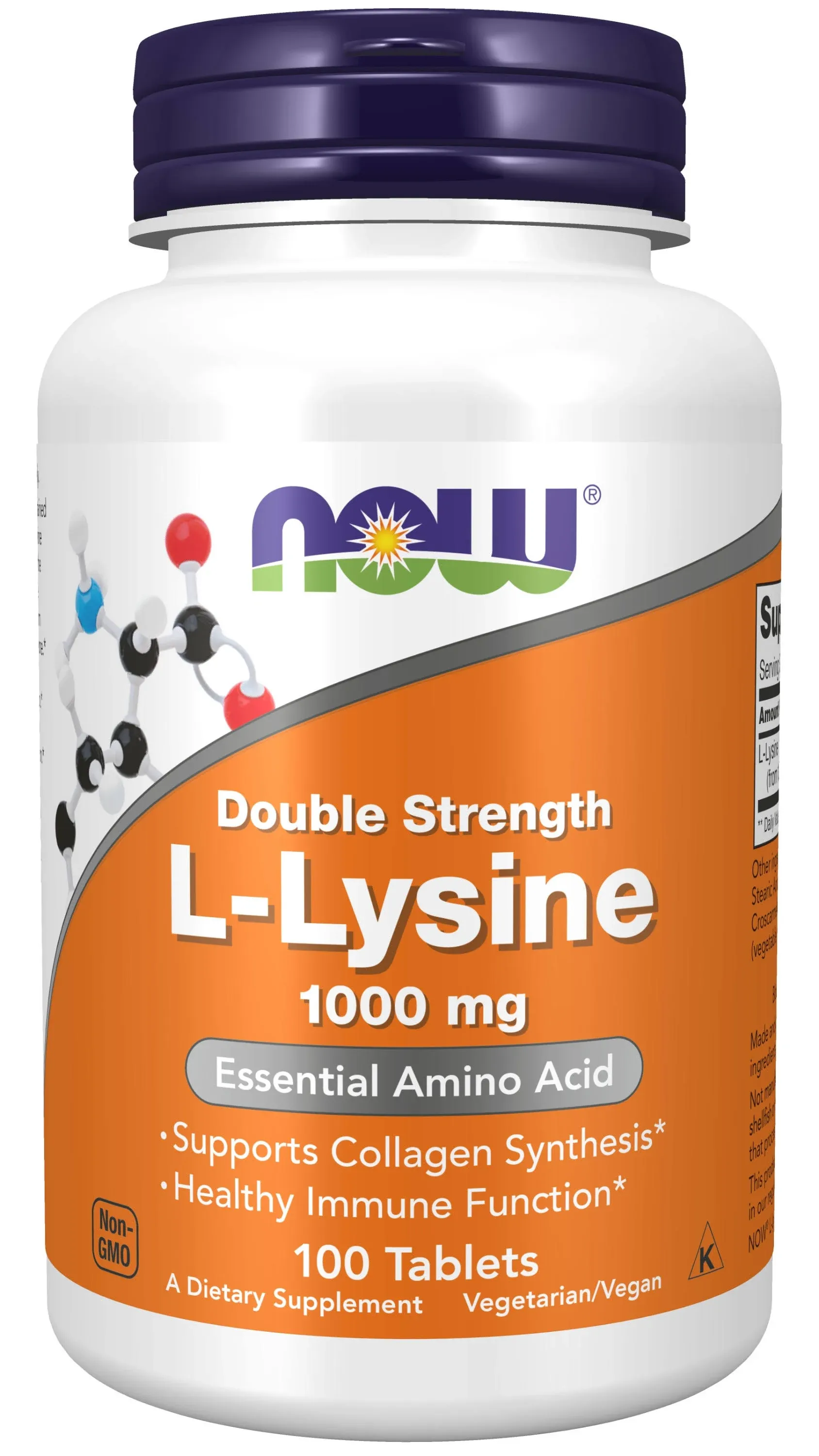 L-lisina 1000mg 100 Tabletes Now Foods