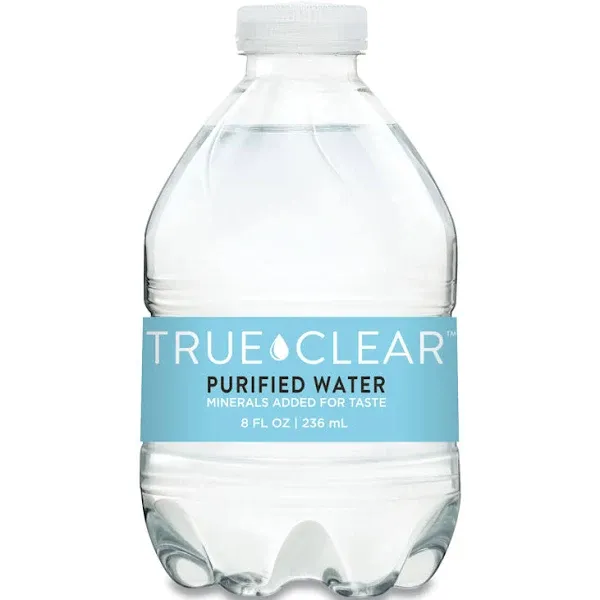 True Clear Purified Bottled Water, 8 oz Bottle, 24 Bottles/Carton, 182 Cartons/Pallet