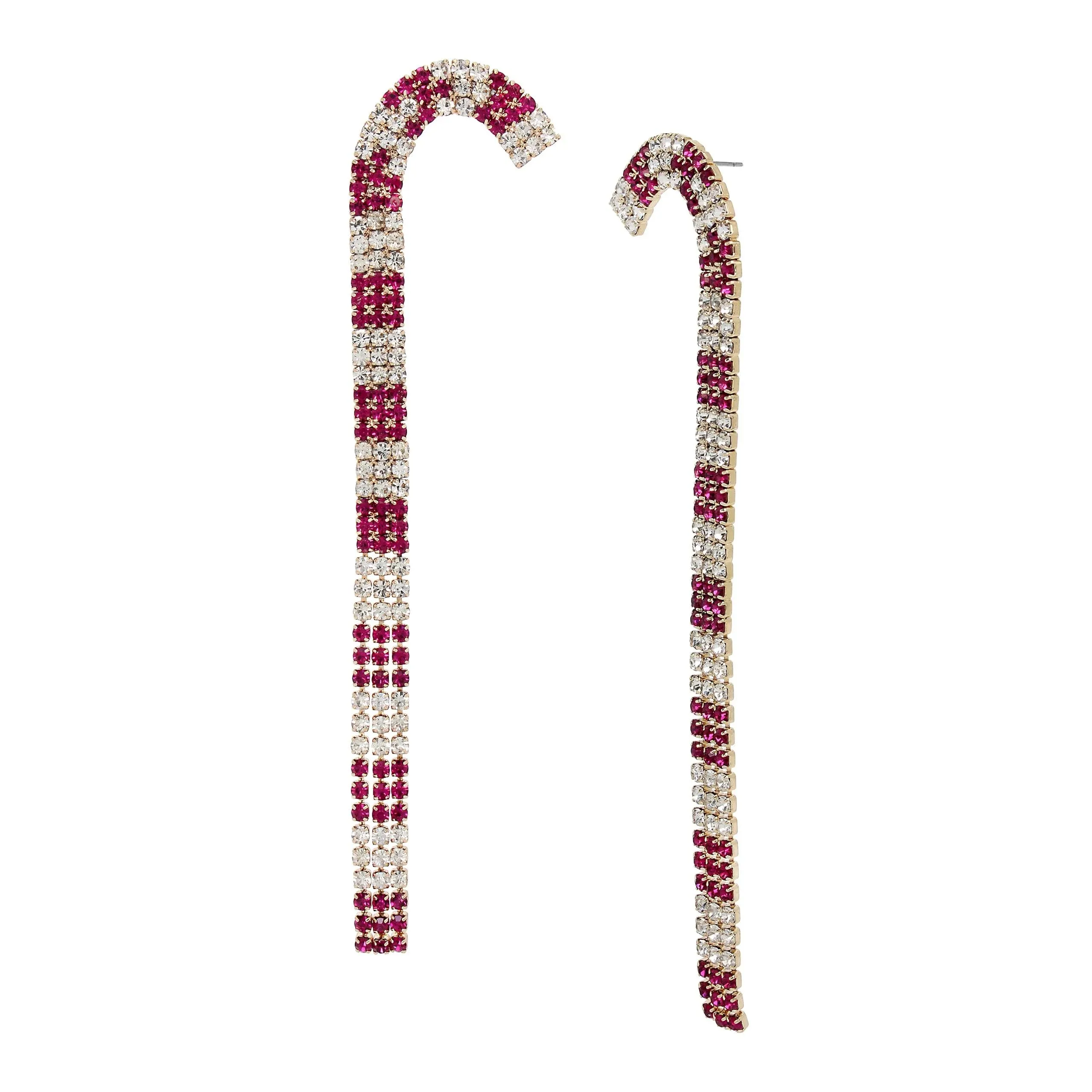 Faux Stone Candy Cane Linear Earrings