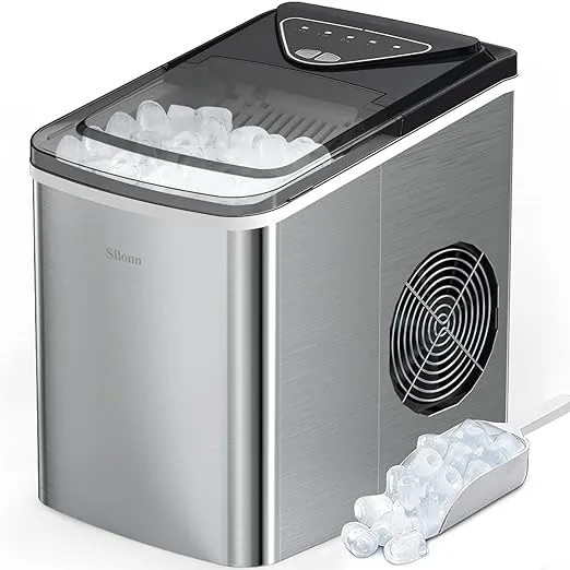 Ice Makers Countertop, 9 Cubes Ready in 6 Mins, 26lbs in 24Hrs, Self-Cleaning.<wbr/>..