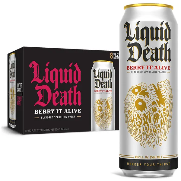 Liquid Death Sparkling Water, Berry It Alive - 19.2 fl oz