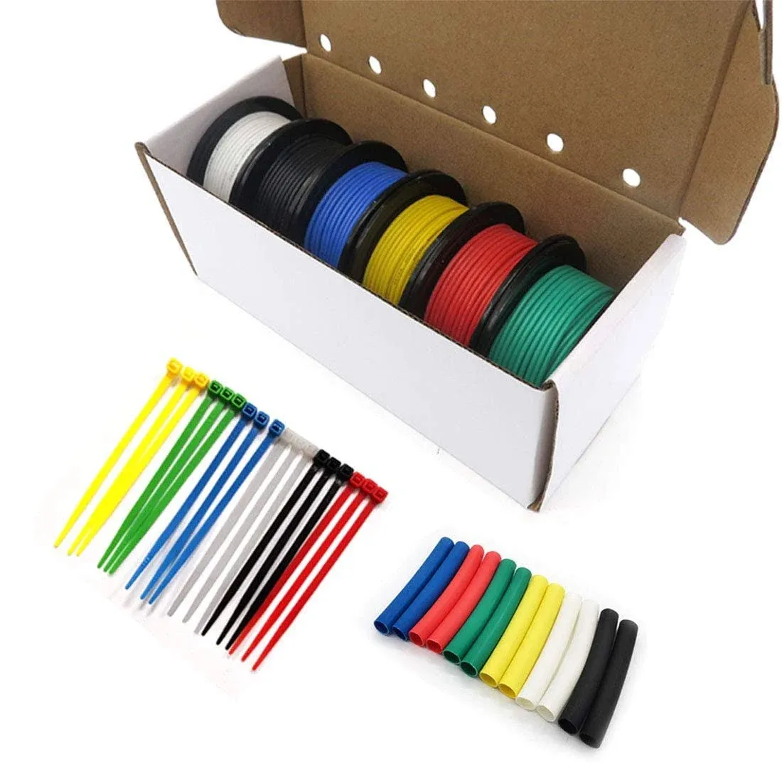 26awg Silicone Wire Cables Hook Up Wire Kit 6 Colors 5ft Each 26 Gauge Stranded 