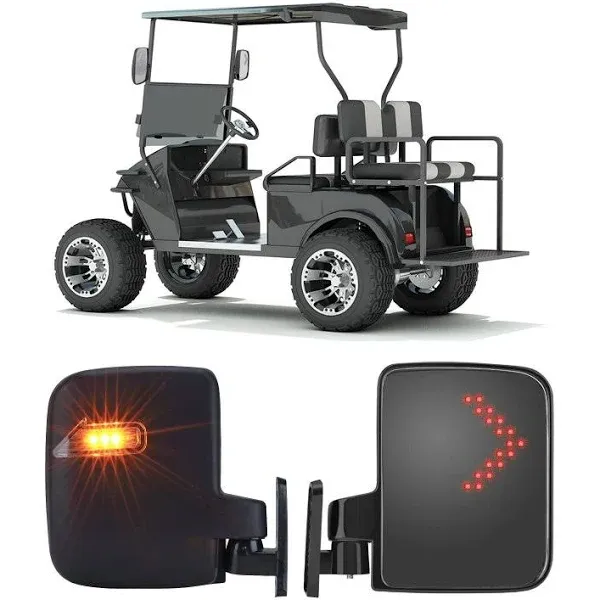 Kemimoto Golf Cart Side Mirrors with LED Turn Signal Light Universal Rear View ...